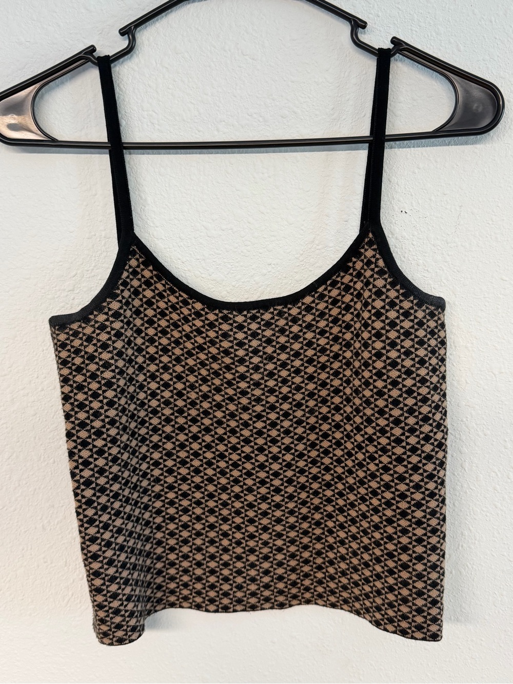 Womens TRUTH Black & Tan Patterned Knit Cami Top